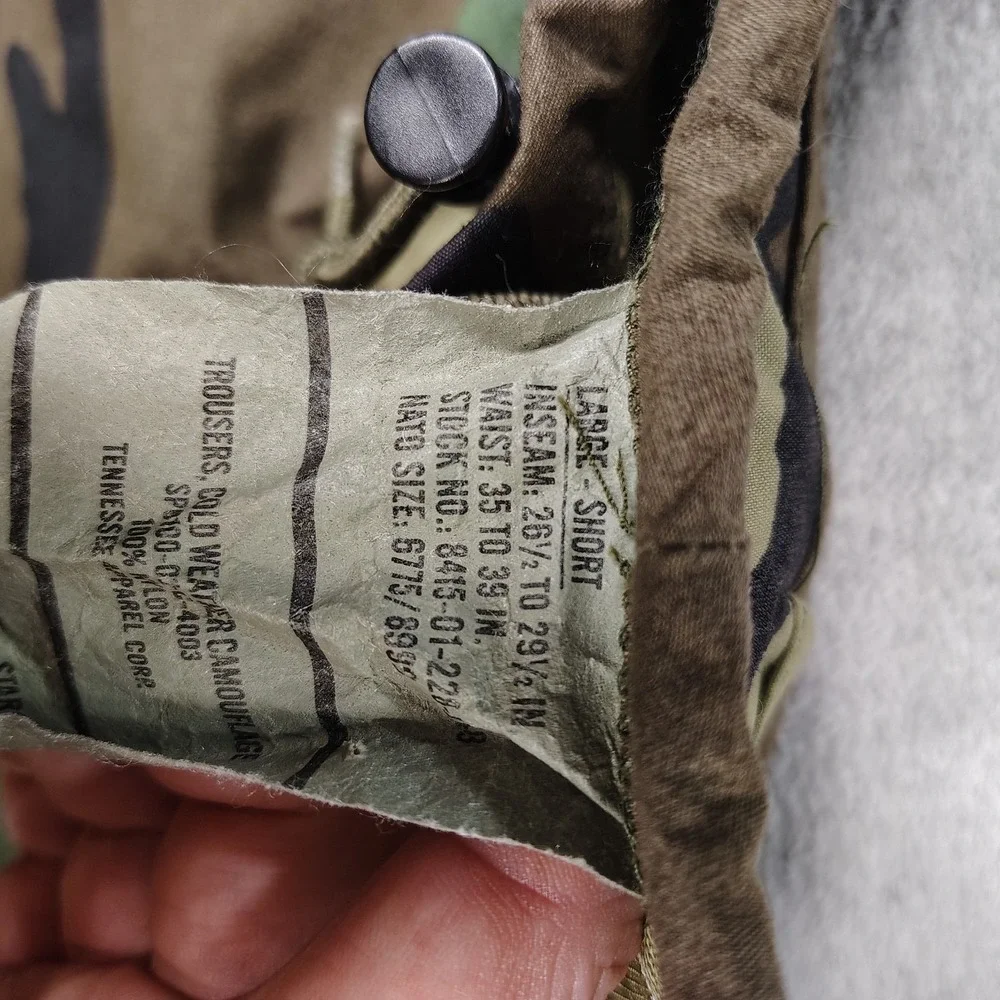 US Military Pants Men Large Short Woodland Rain Pants Gore Extended Cold Weather